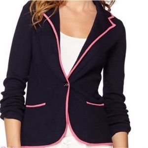 Lilly Pullitzer Melissa Knit Blazer Navy with Pink Trim Size XS